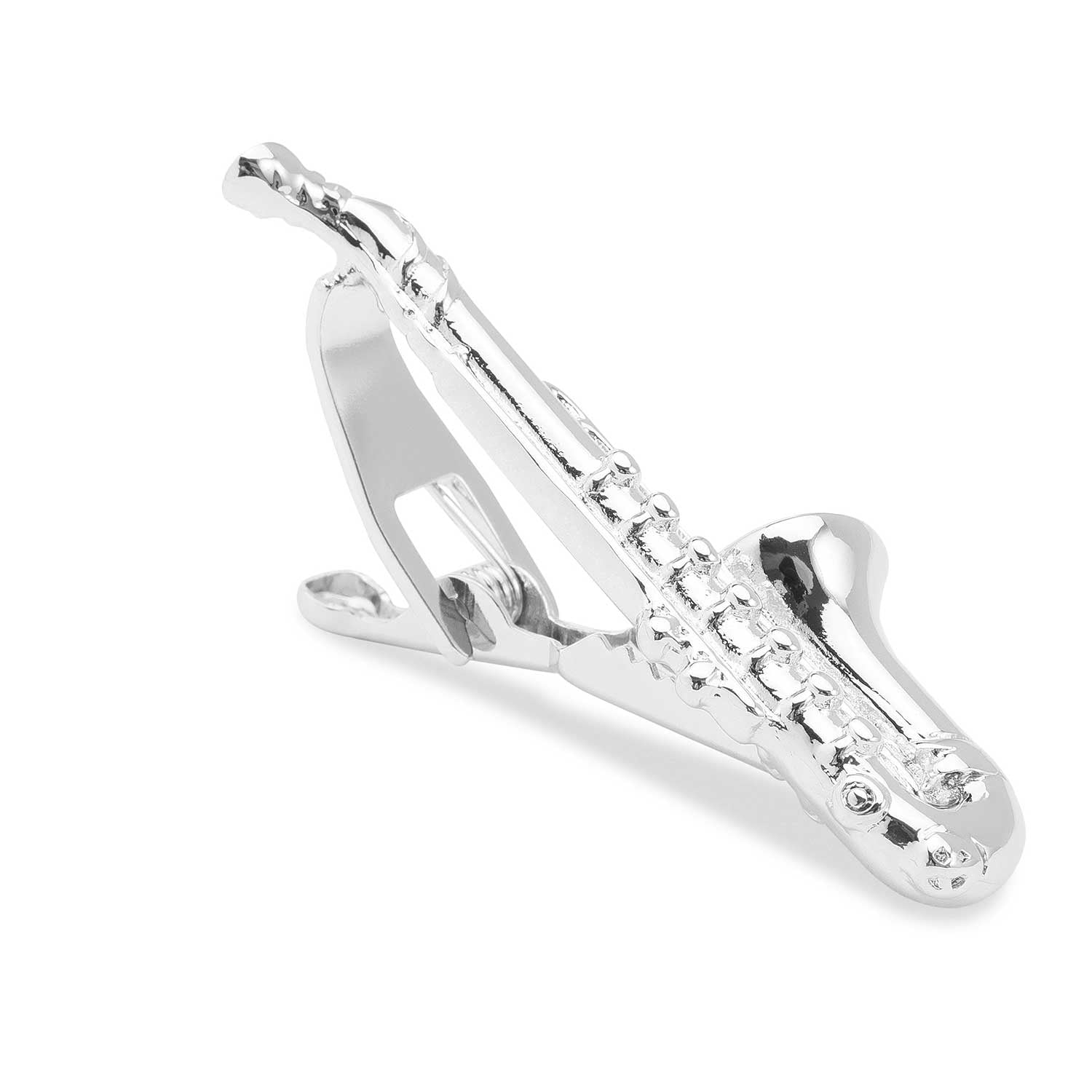Silver Saxophone Tie Bar