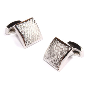 Silver Square Dotted Textured Cufflinks