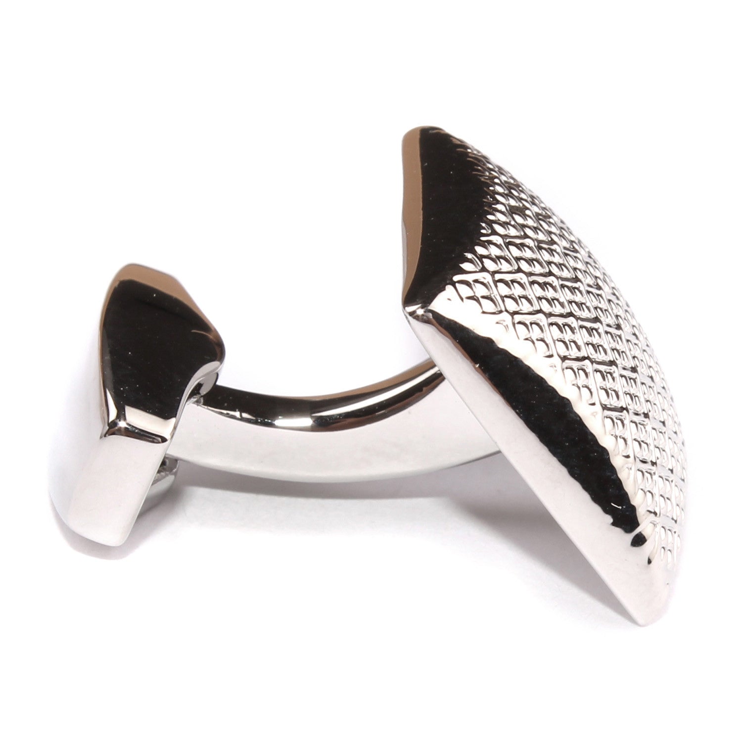 Silver Square Dotted Textured Cufflinks Side OTAA 