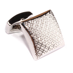Silver Square Dotted Textured Cufflinks Middle OTAA