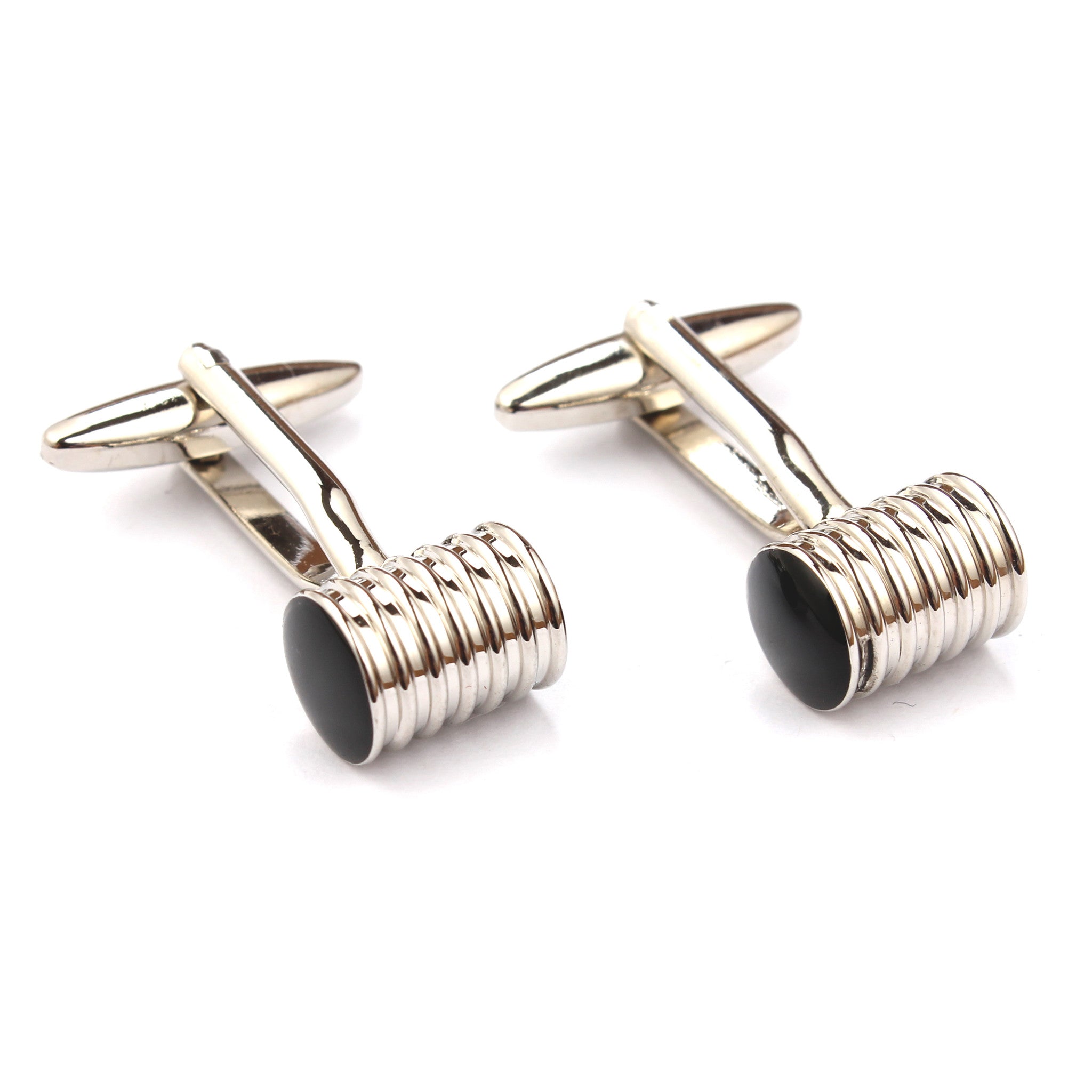 Silver ribbed cufflinks Double Front OTAA