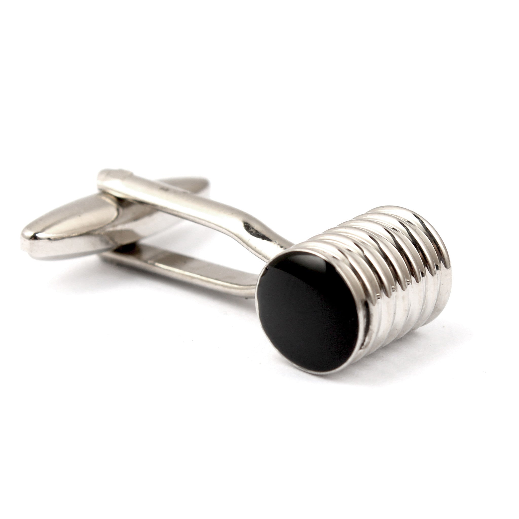 Silver ribbed cufflinks  Middle OTAA