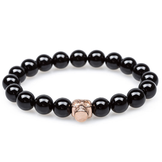 Sirius Black Onyx Rose Gold Skull Bracelet