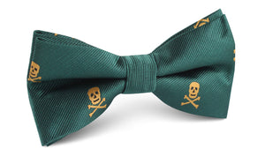 Skull & Crossbones Green Bow Tie