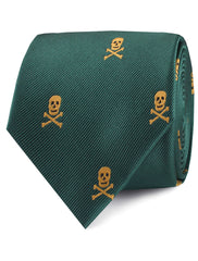 Skull & Crossbones Green Necktie