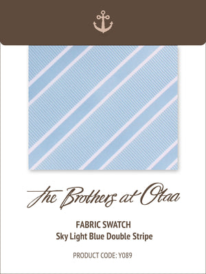 Fabric Swatch (Y089) - Sky Light Blue Double Stripe