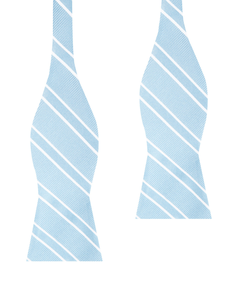 Sky Light Blue Double Stripe Self Bow Tie