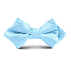 Sky Blue with White Polka Dots Kids Diamond Bow Tie