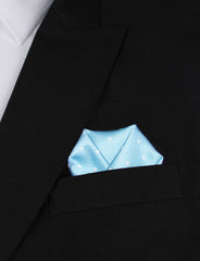 Sky Blue with White Polka Dots Winged Puff Pocket Square Fold