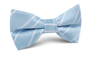 Sky Light Blue Double Stripe Bow Tie