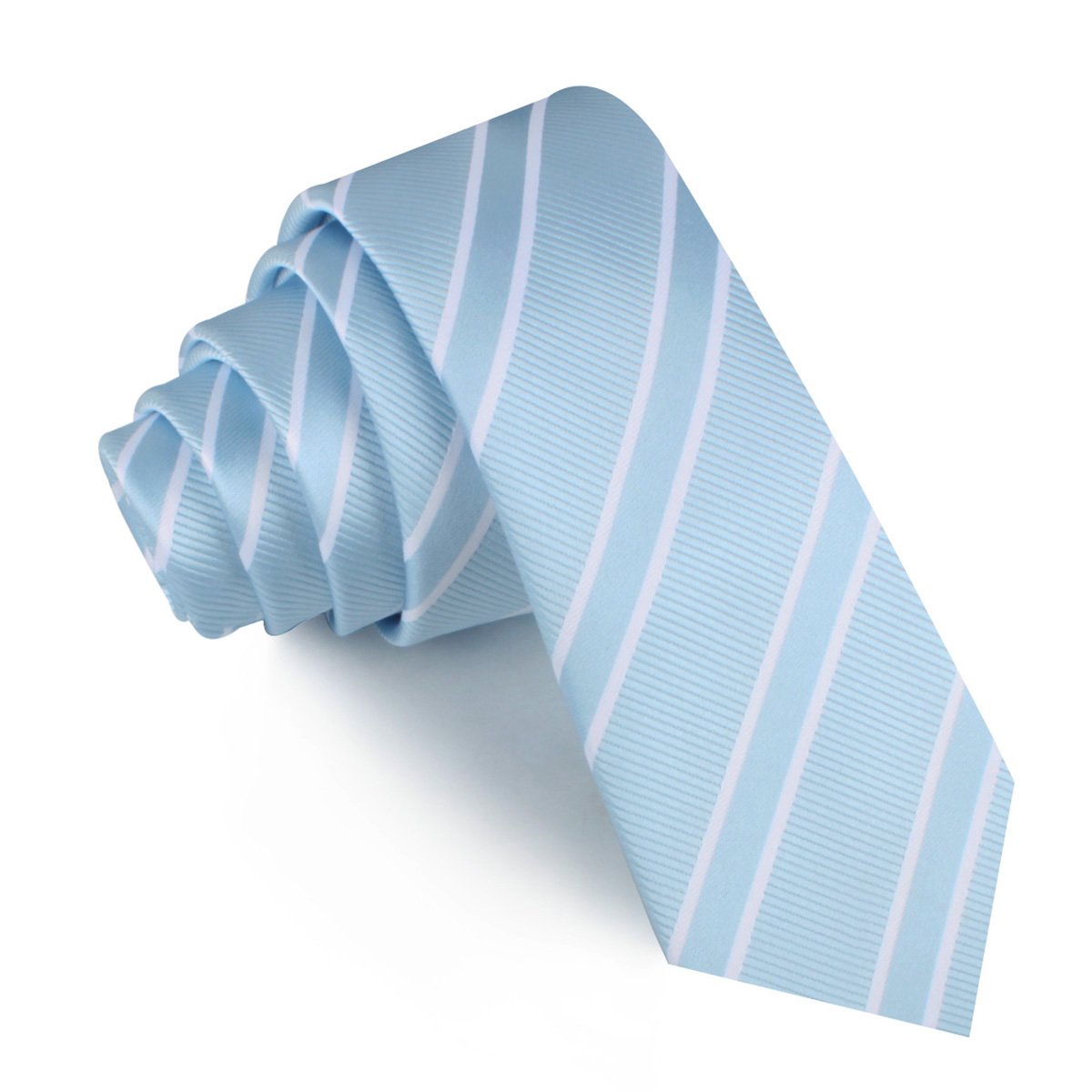 Sky Light Blue Double Stripe Skinny Tie