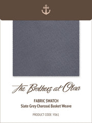 Slate Grey Charcoal Basket Weave Y061 Fabric Swatch