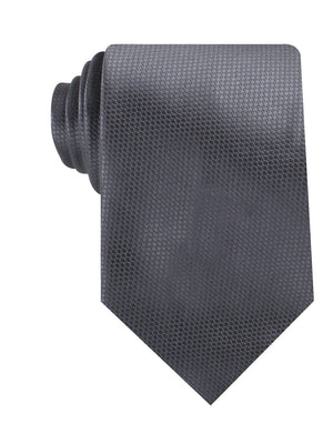 Slate Grey Charcoal Basket Weave Necktie