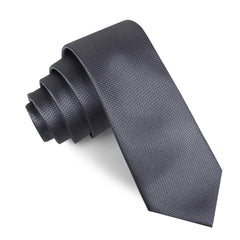 Slate Grey Charcoal Basket Weave Skinny Tie