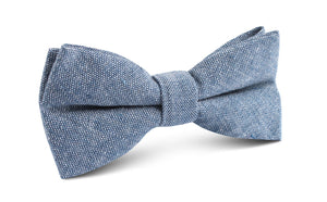 Smoke Blue Slub Linen Bow Tie