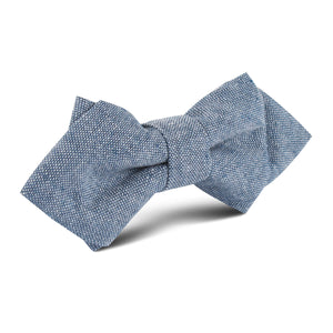 Smoke Blue Slub Linen Diamond Bow Tie