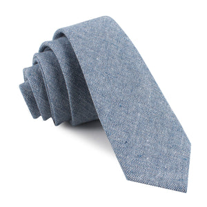 Smoke Blue Slub Linen Skinny Tie