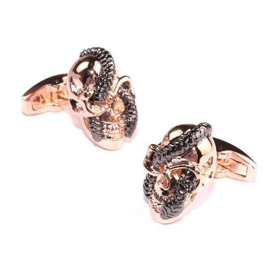 Snake in Skull Rose Gold Cufflinks