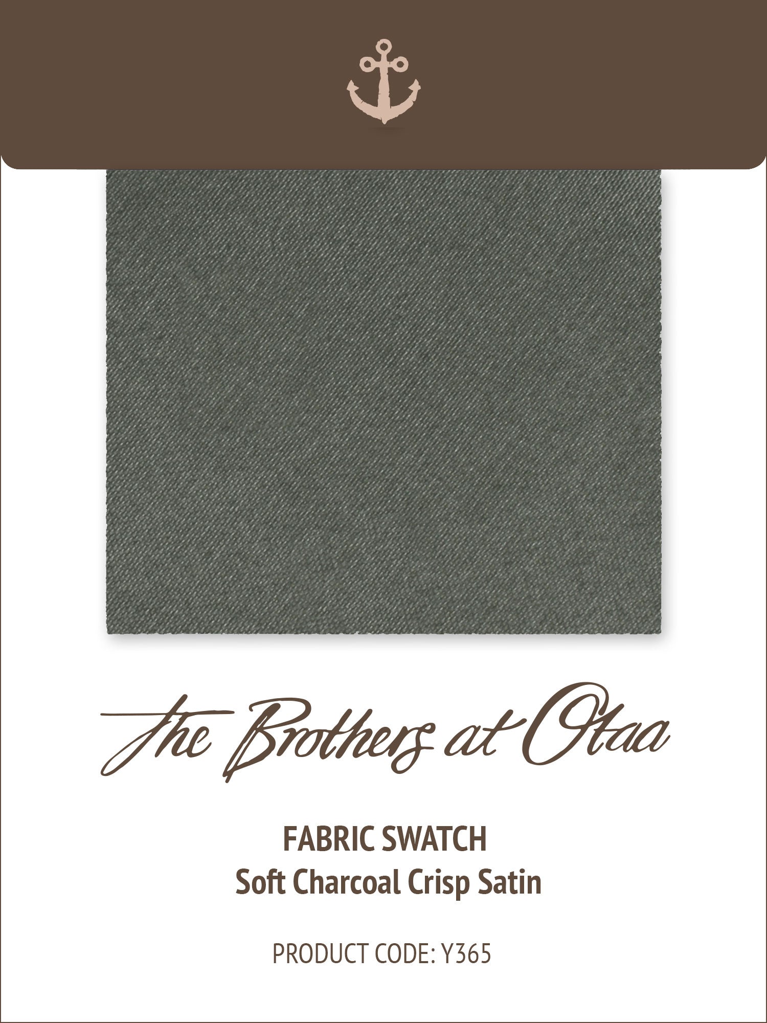 Soft Charcoal Crisp Satin Y365 Fabric Swatch