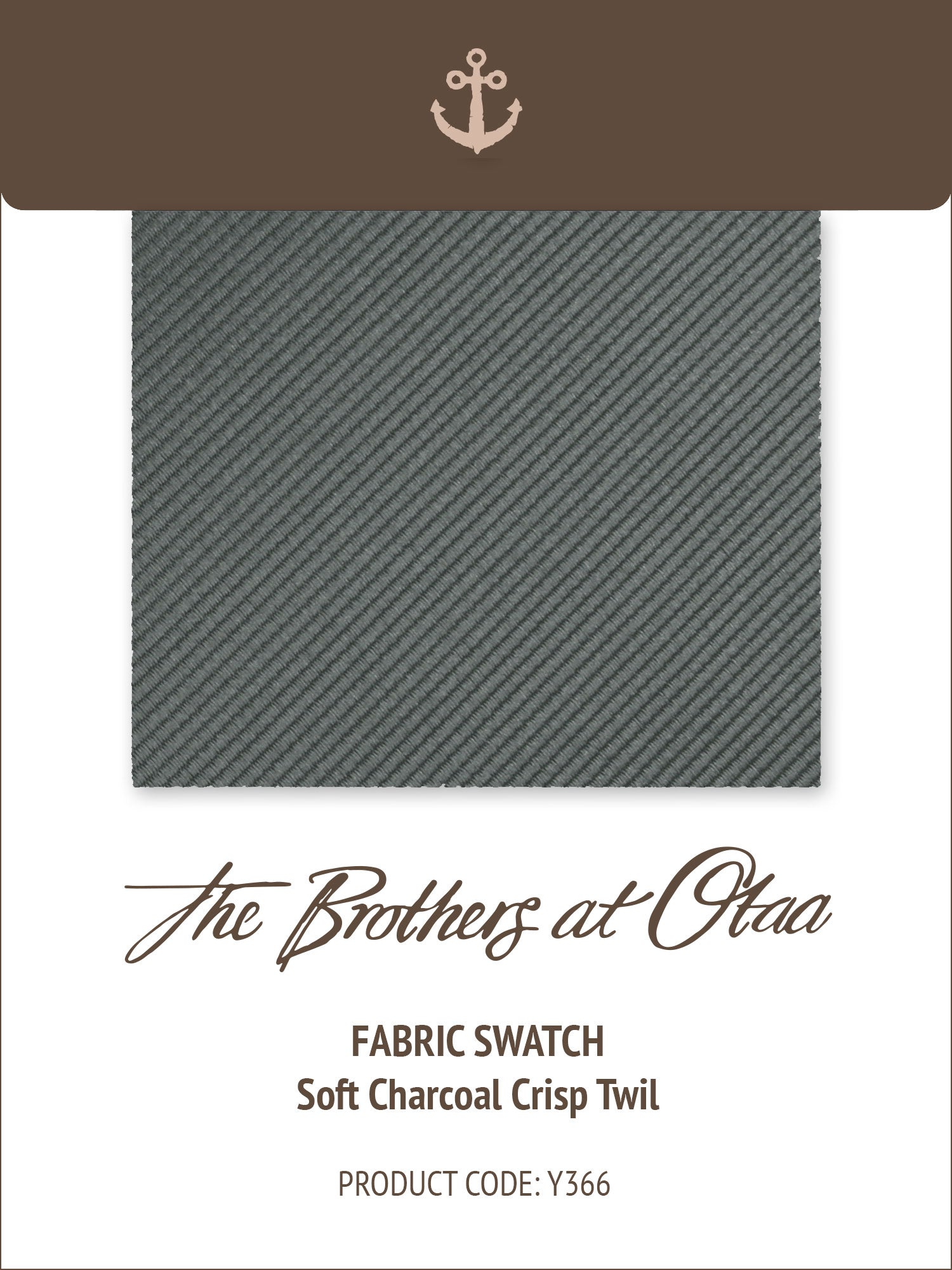 Soft Charcoal Crisp Twil Y366 Fabric Swatch