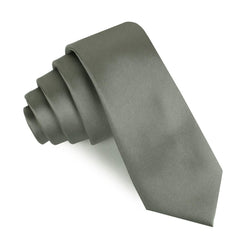 Soft Charcoal Crisp Satin Skinny Tie