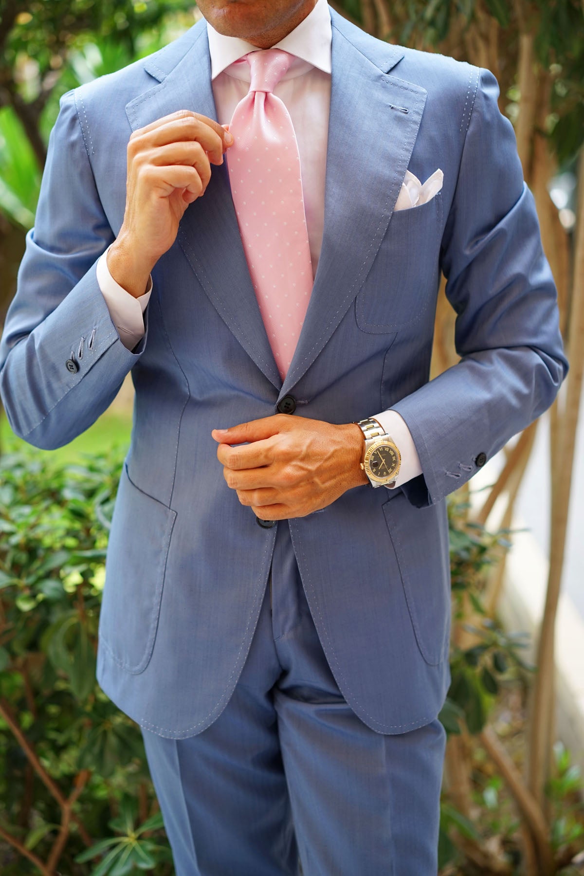 Soft Pink Polka Dots Necktie | Men's Wedding Tie | Wide Normal Ties AU ...
