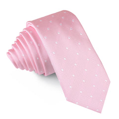 Soft Pink Polka Dots Skinny Tie