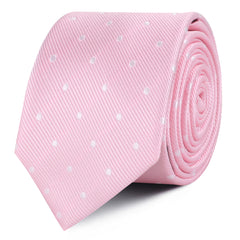 Soft Pink Polka Dots Skinny Ties