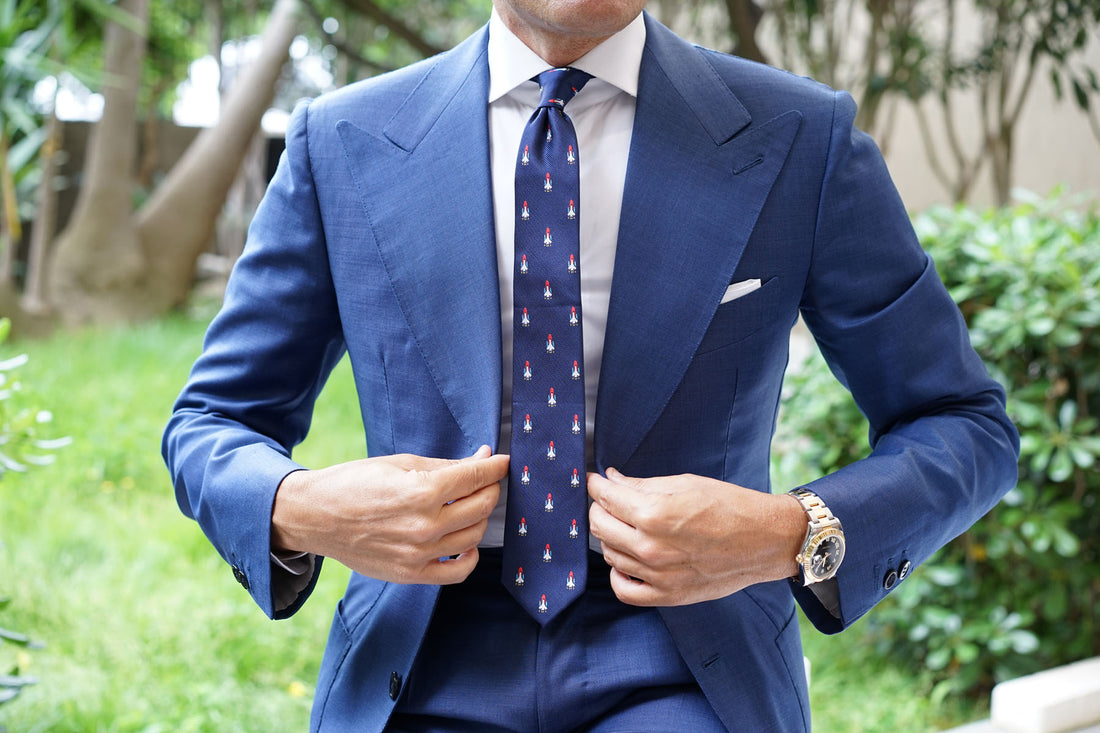 Skinny Rocketship Space Shuttle Skinny Tie | Rocket Ship Slim Ties | Mens Thin Neckties ...