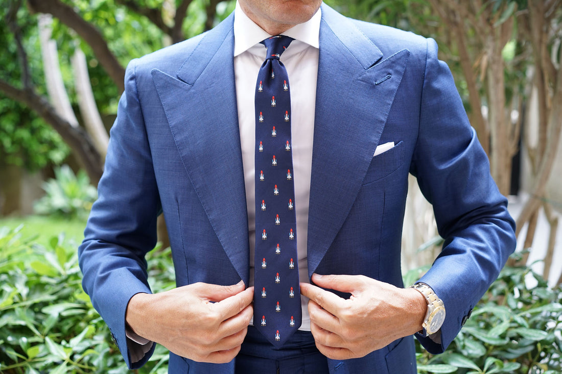 Skinny Rocketship Space Shuttle Skinny Tie | Rocket Ship Slim Ties | Mens Thin Neckties ...