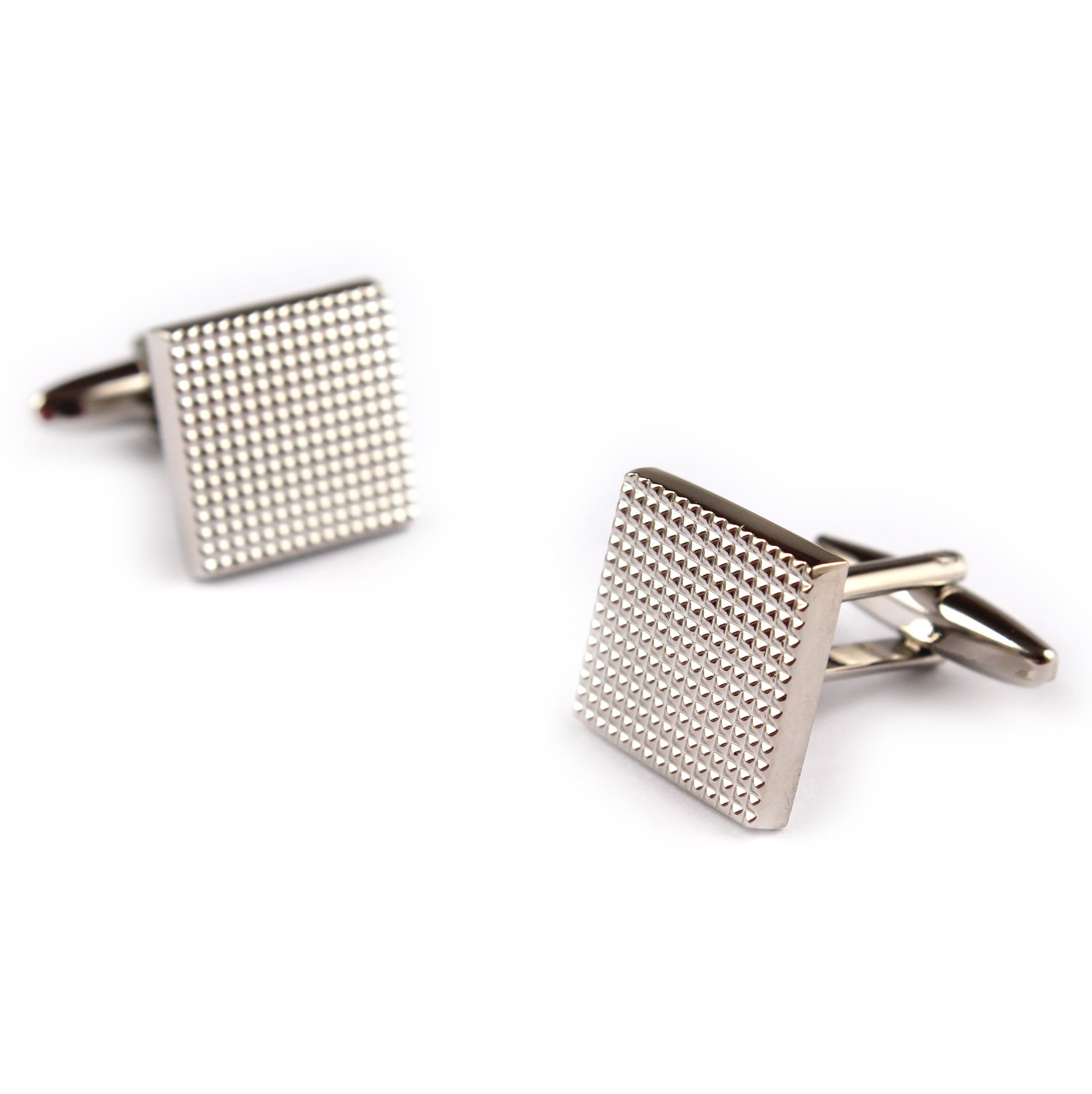 Square Small Studded Silver Cufflinks