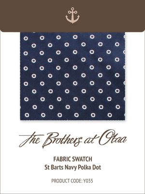Fabric Swatch (Y035) - St Barts Navy Polka Dot