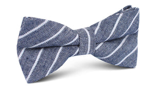 Starry Night Blue Pinstripe Linen Bow Tie