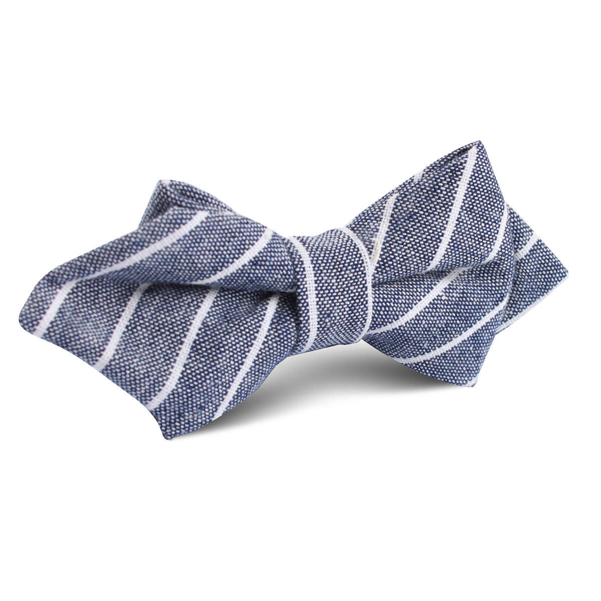 Starry Night Blue Pinstripe Linen Diamond Bow Tie