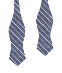 Starry Night Blue Pinstripe Linen Diamond Self Bow Tie