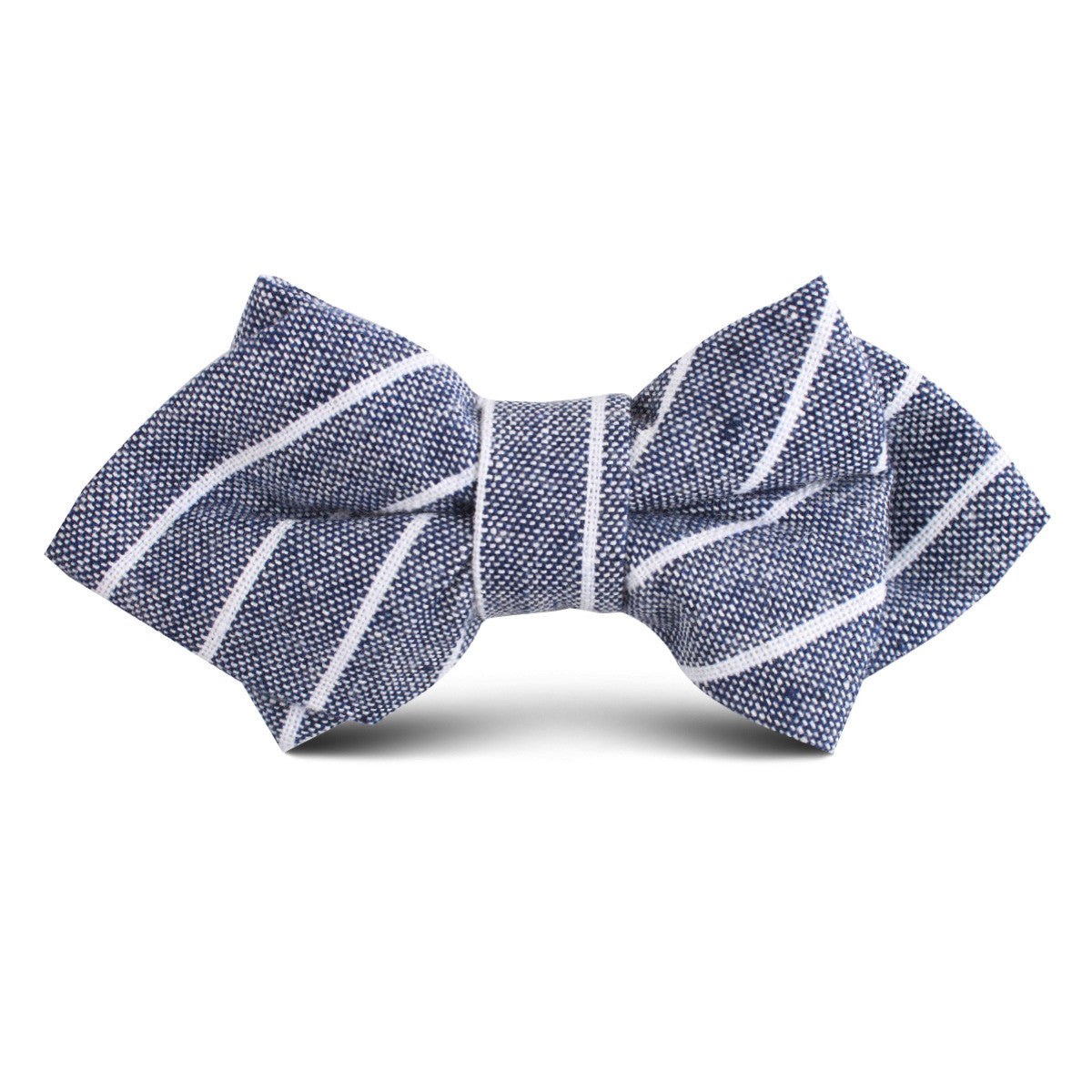 Starry Night Blue Pinstripe Linen Kids Diamond Bow Tie
