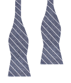Starry Night Blue Pinstripe Linen Self Bow Tie