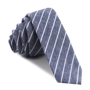 Starry Night Blue Pinstripe Linen Skinny Tie