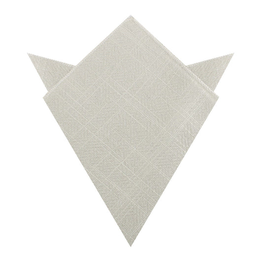 Sterling Silver Grey Linen Pocket Square