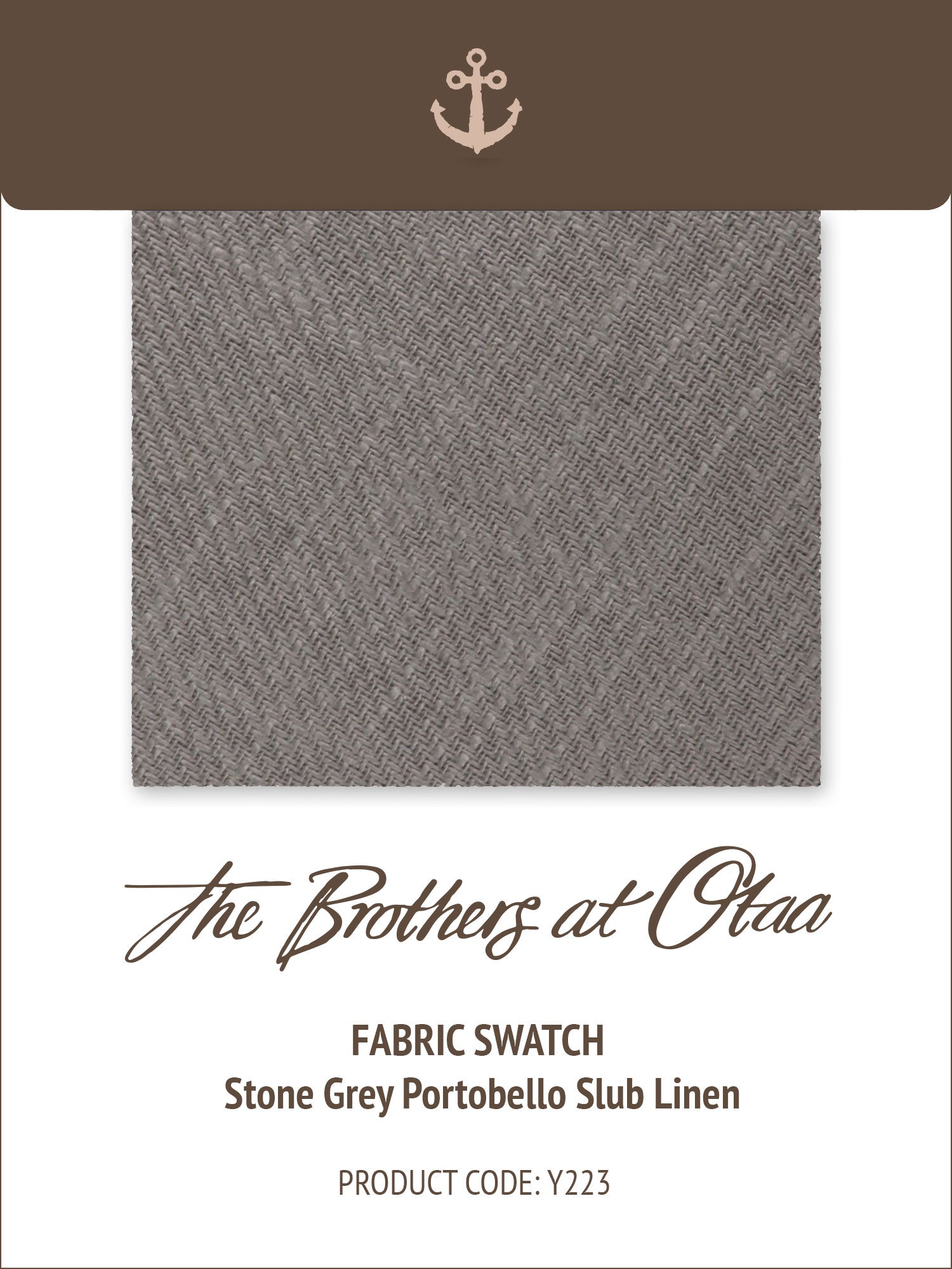 Stone Grey Portobello Slub Linen Y223 Fabric Swatch