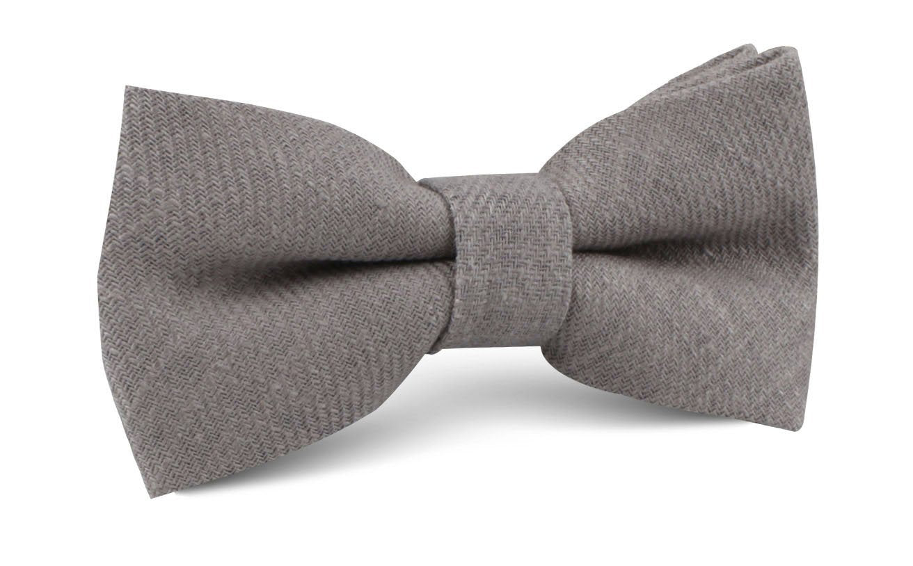 Stone Grey Portobello Slub Linen Bow Tie