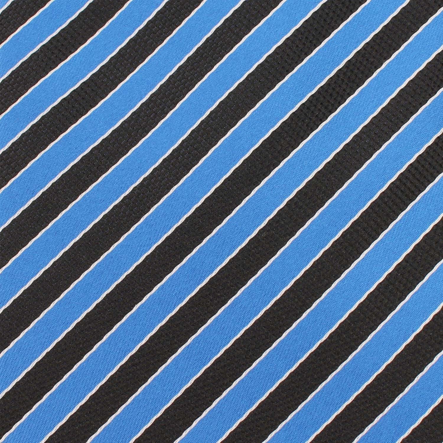 Striped Blue Black Fabric Skinny Tie X149