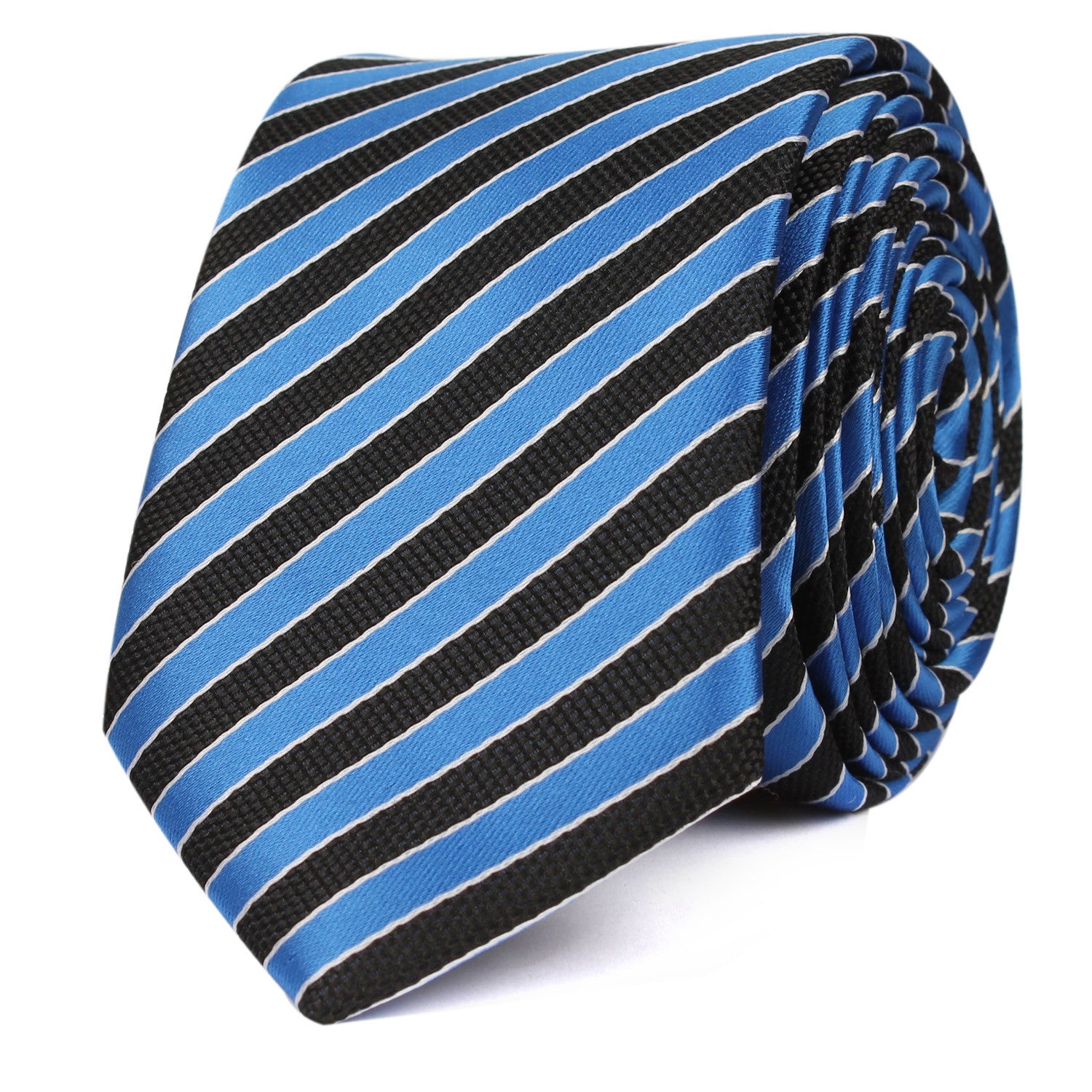 Striped Blue Black Skinny Tie OTAA roll