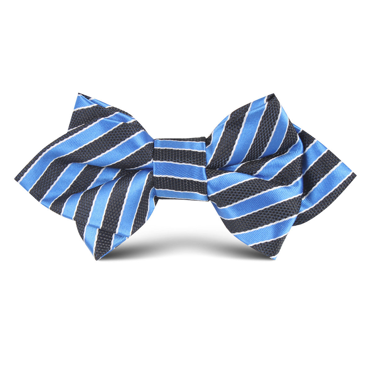 Striped Blue with Black Kids Diamond Bow Tie