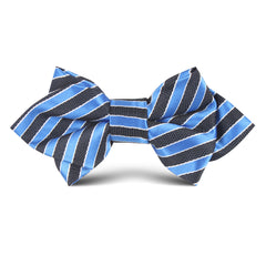 Striped Blue with Black Kids Diamond Bow Tie