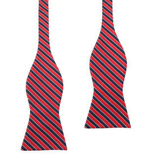 Striped Maroon with Navy Blue Bow Tie Untied