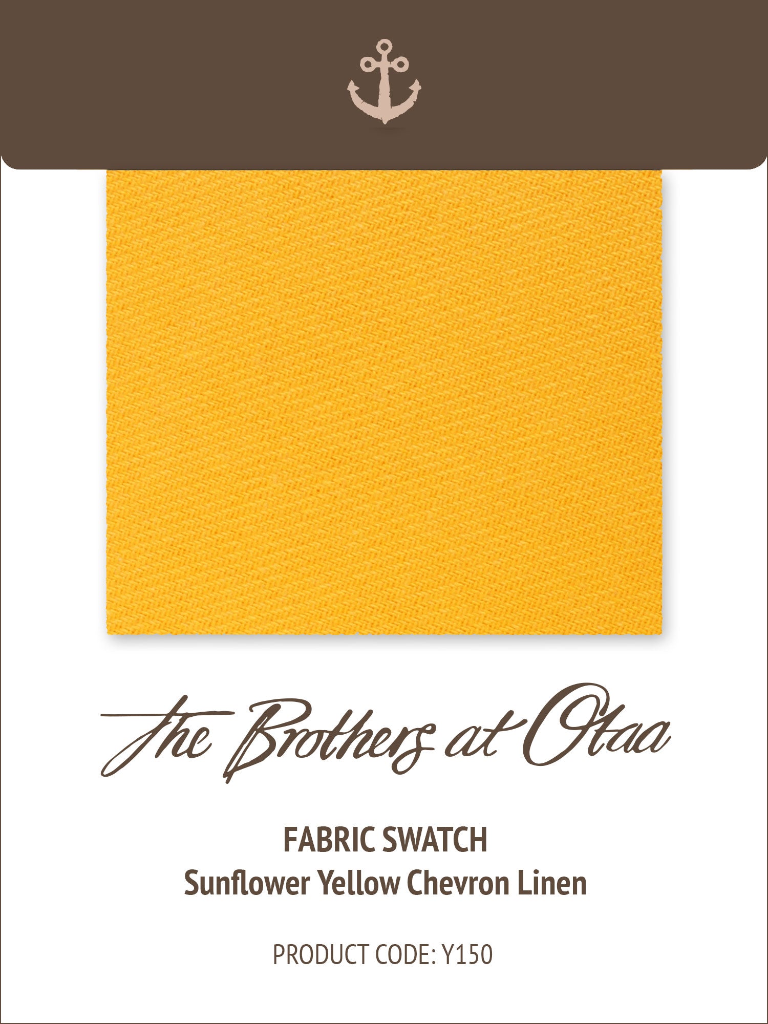 Sunflower Yellow Chevron Linen Y150 Fabric Swatch