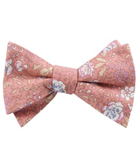Sunset Pink Floral Self Bow Tie Folded Up