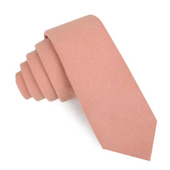 Sunset Peach Linen Twill Skinny Tie