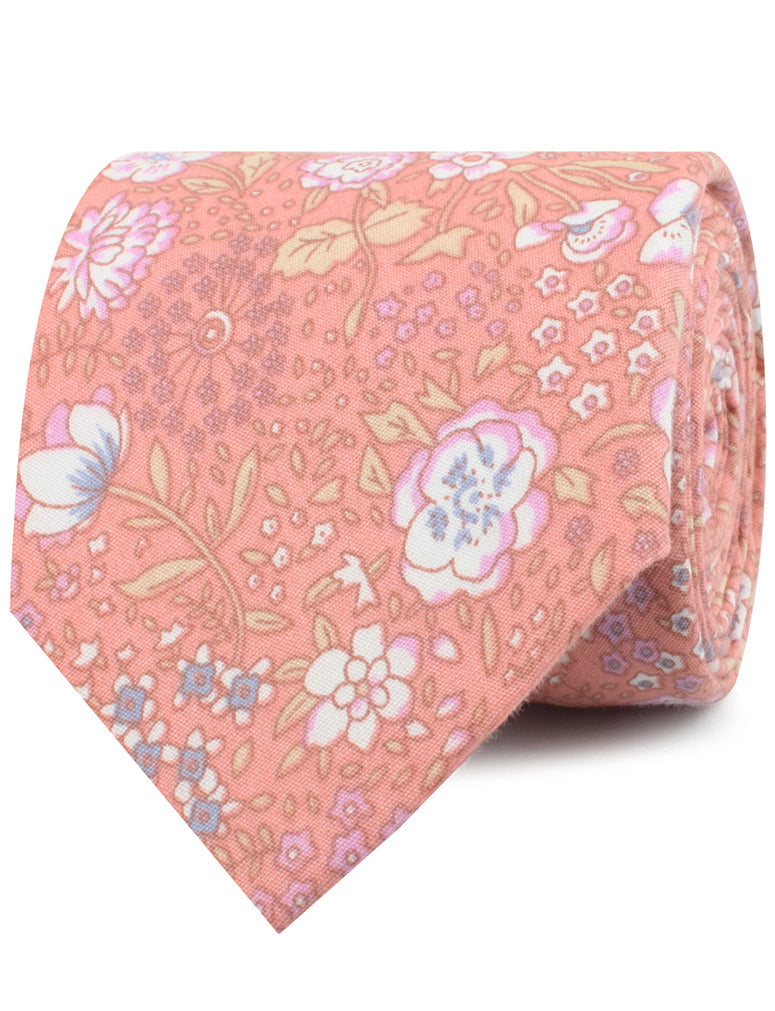 Sunset Pink Floral Neckties
